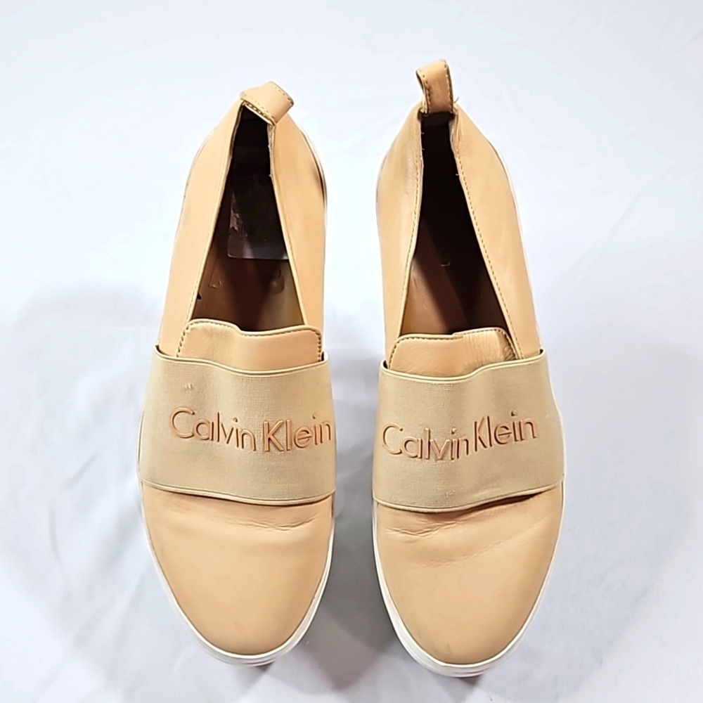 Calvin Klein Apricot Leather Loafers Sz 8